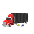 Toy carrier truck with two small toy cars.