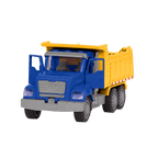 Blue and yellow toy dump truck