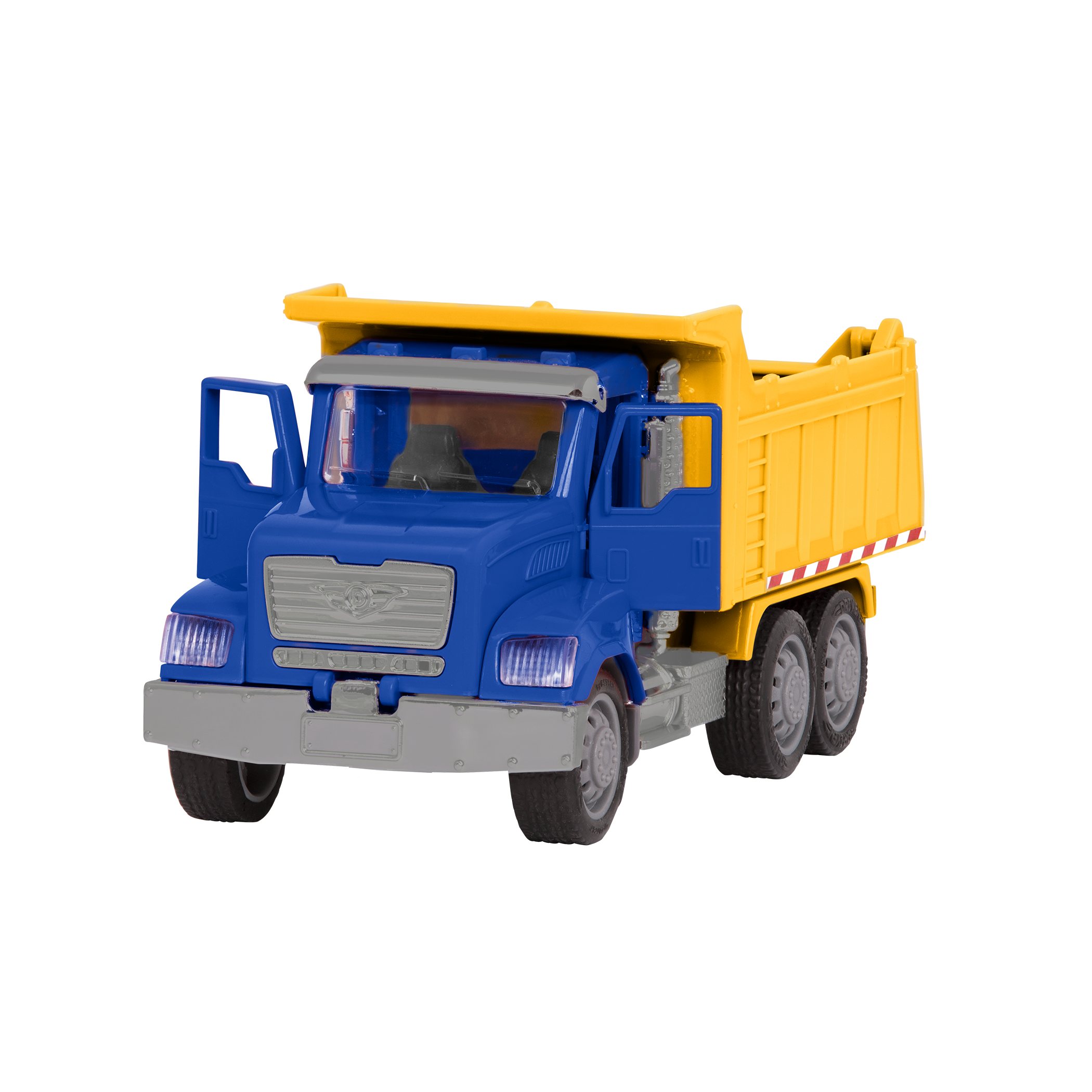 Blue and yellow toy dump truck