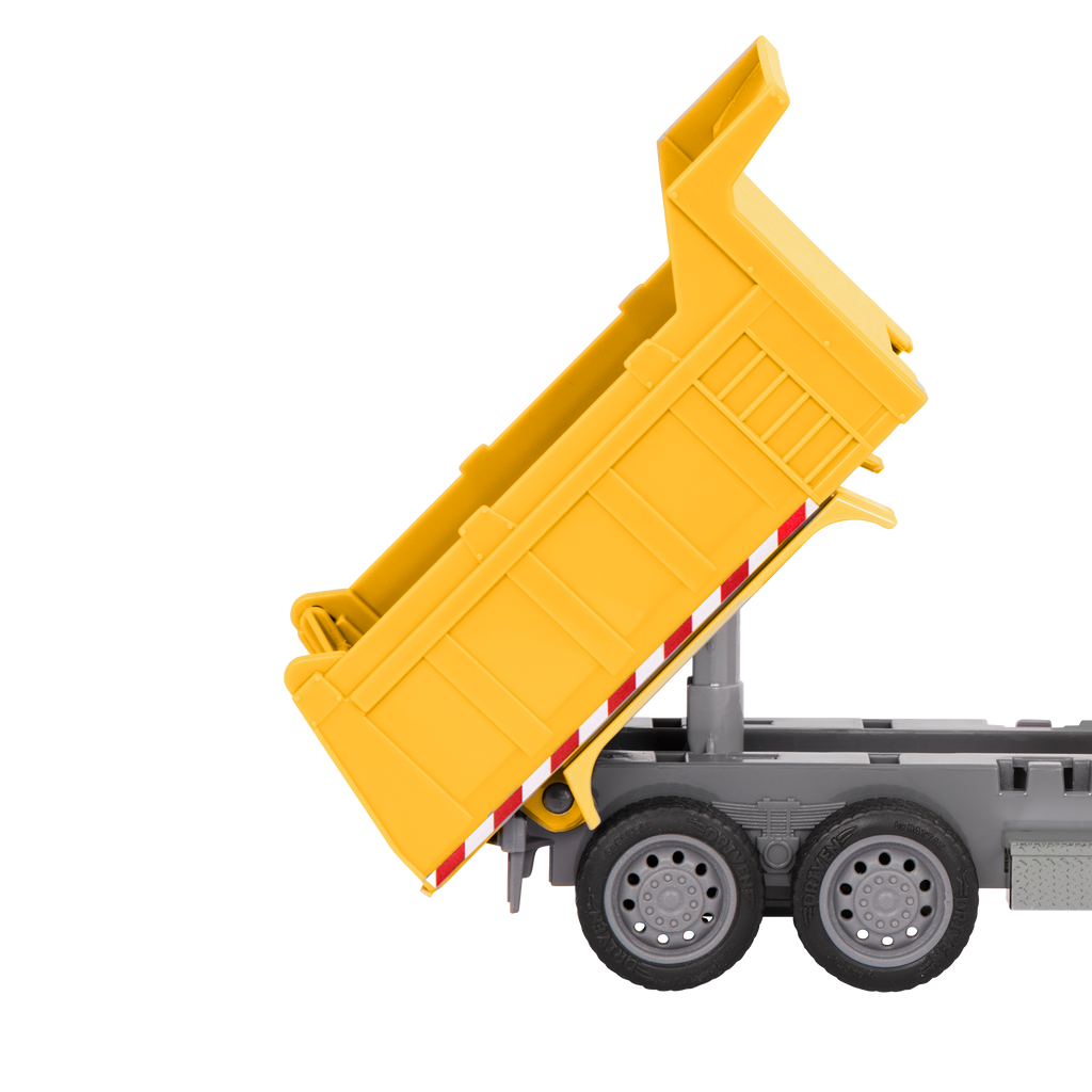 Blue and yellow toy dump truck