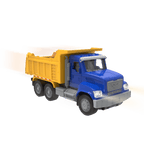 Blue and yellow toy dump truck