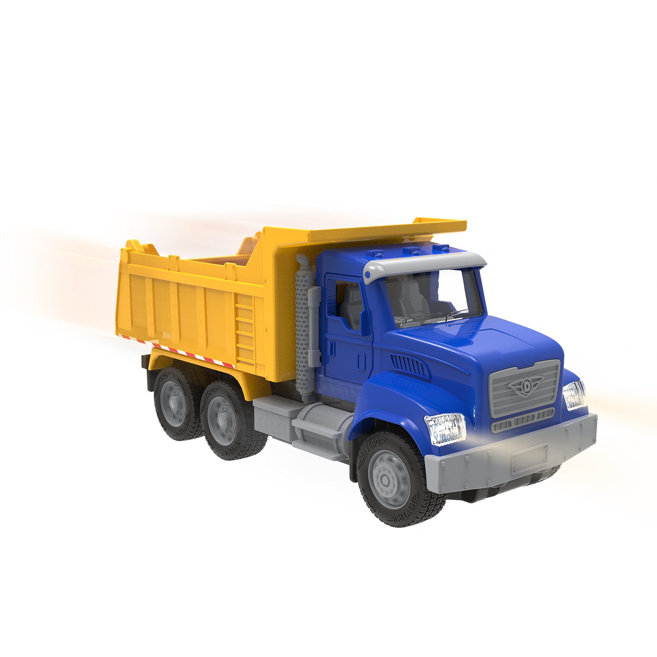 Blue and yellow toy dump truck