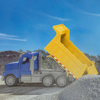Blue and yellow toy dump truck