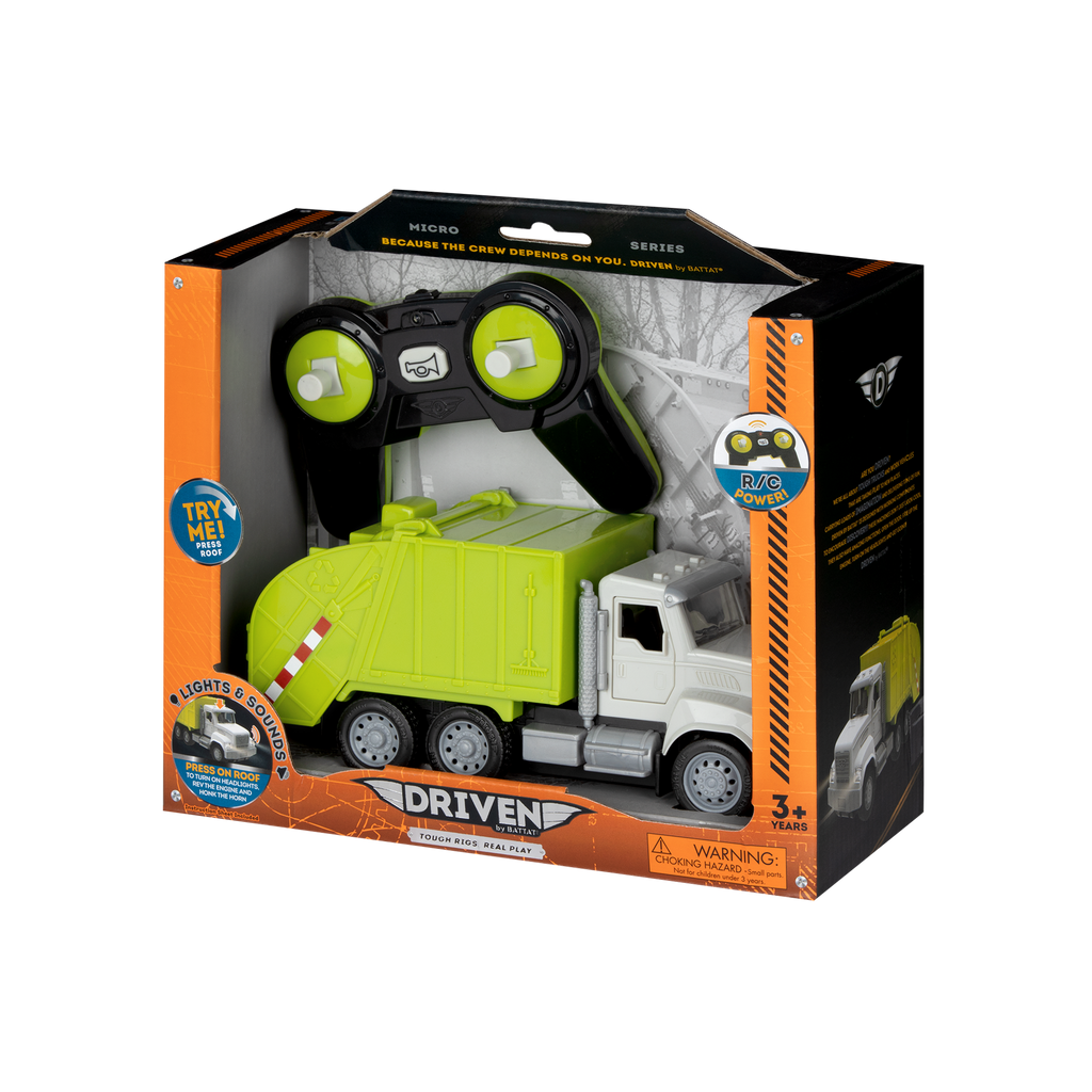 Green toy recycling truck with remote control