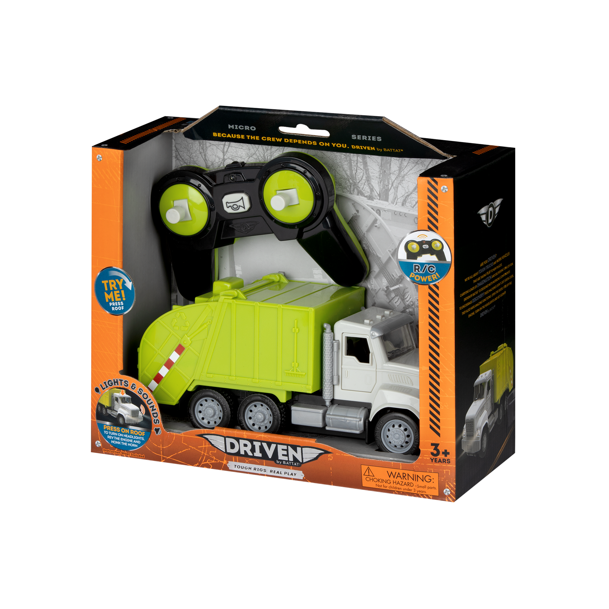 Green toy recycling truck with remote control