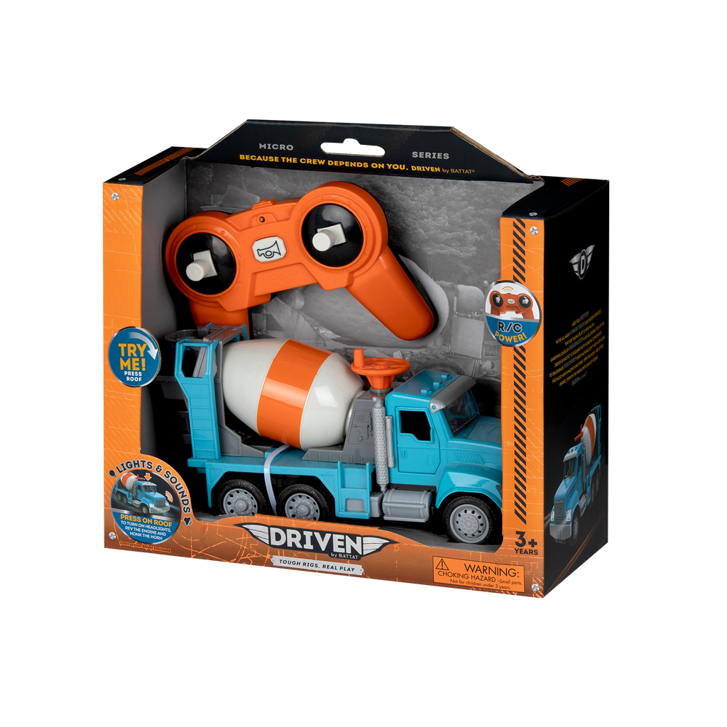 Blue toy cement mixer with remote control