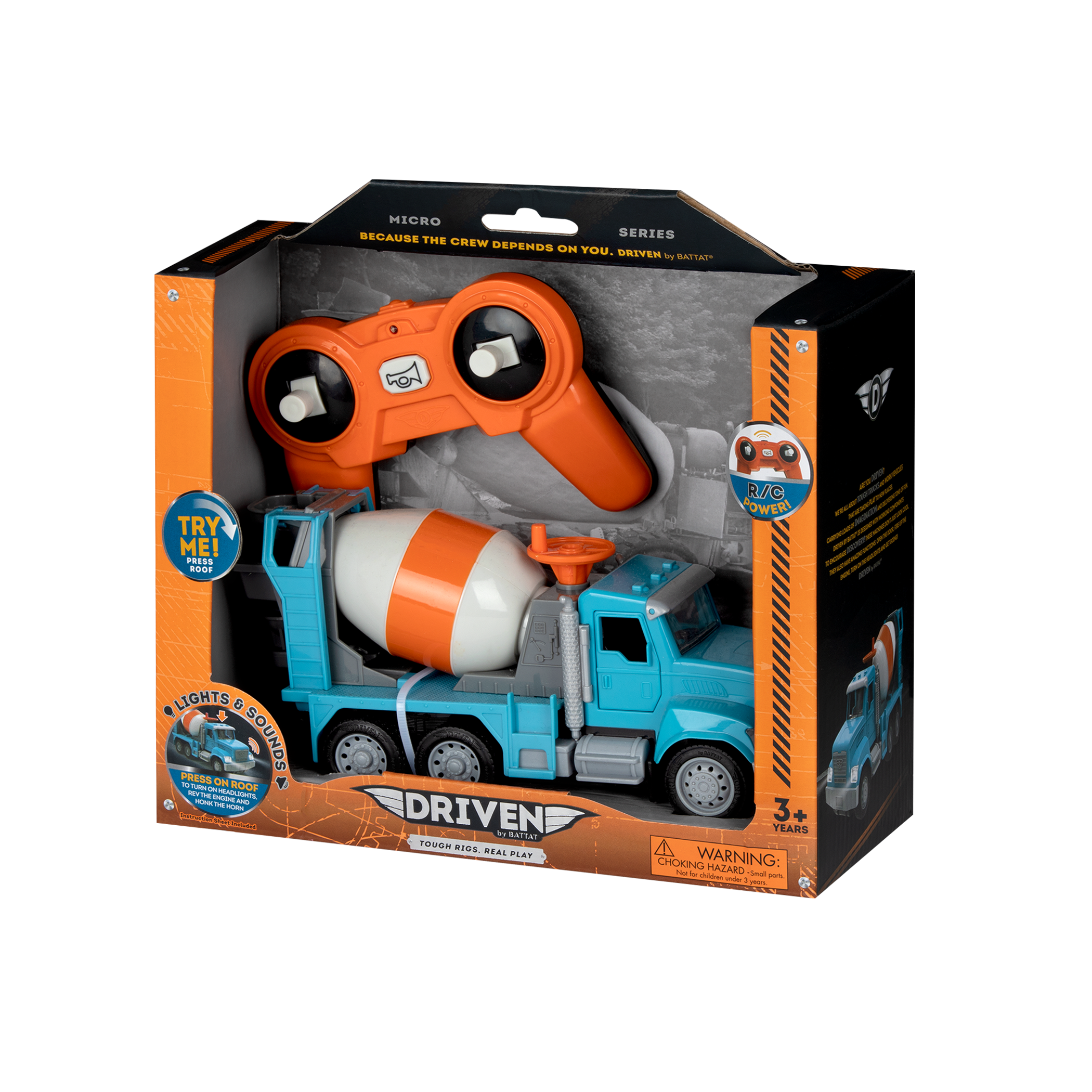 Blue toy cement mixer with remote control