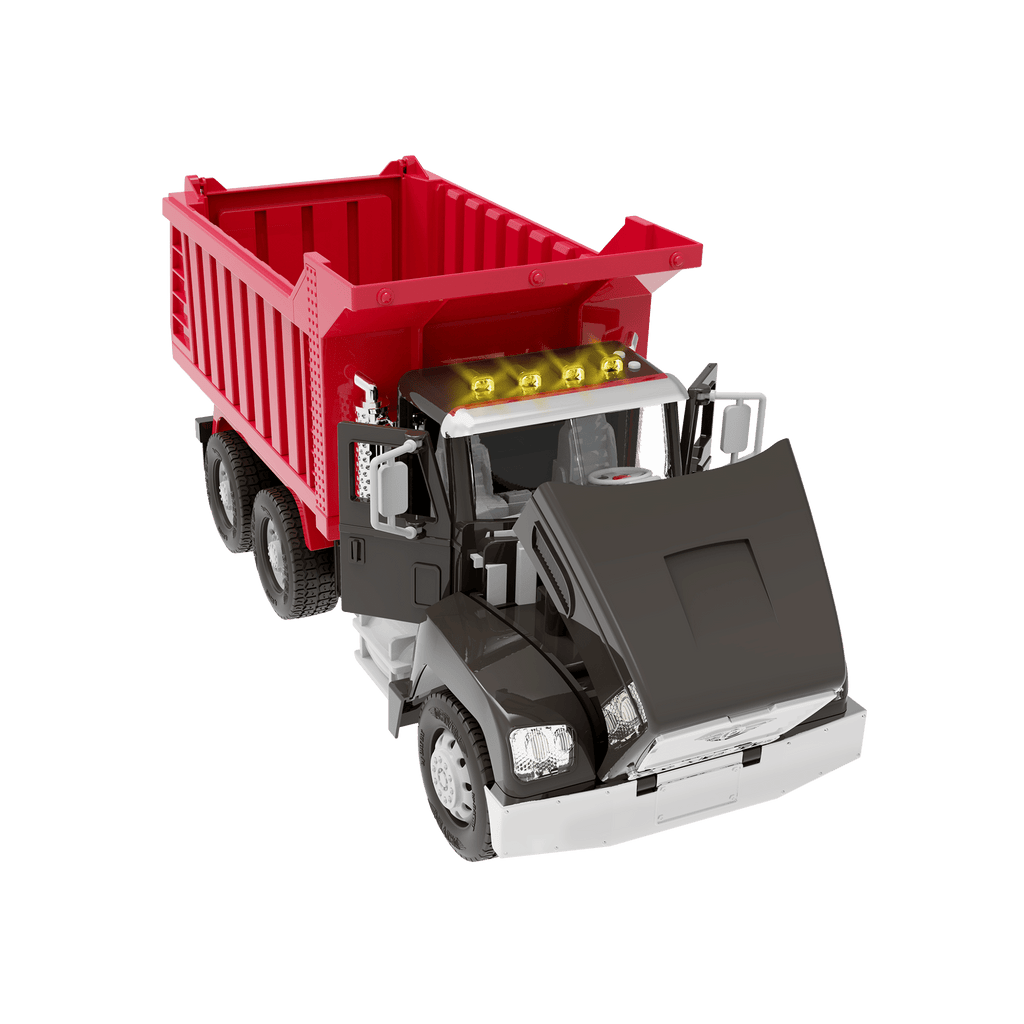 Red toy dump truck with remote control