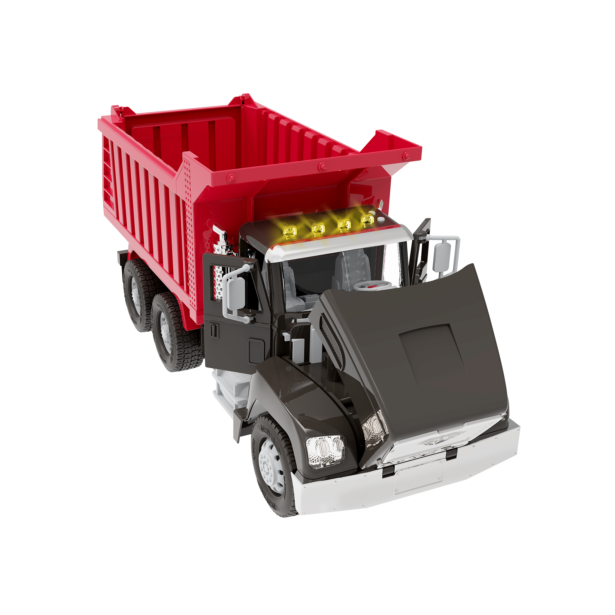 Red toy dump truck with remote control