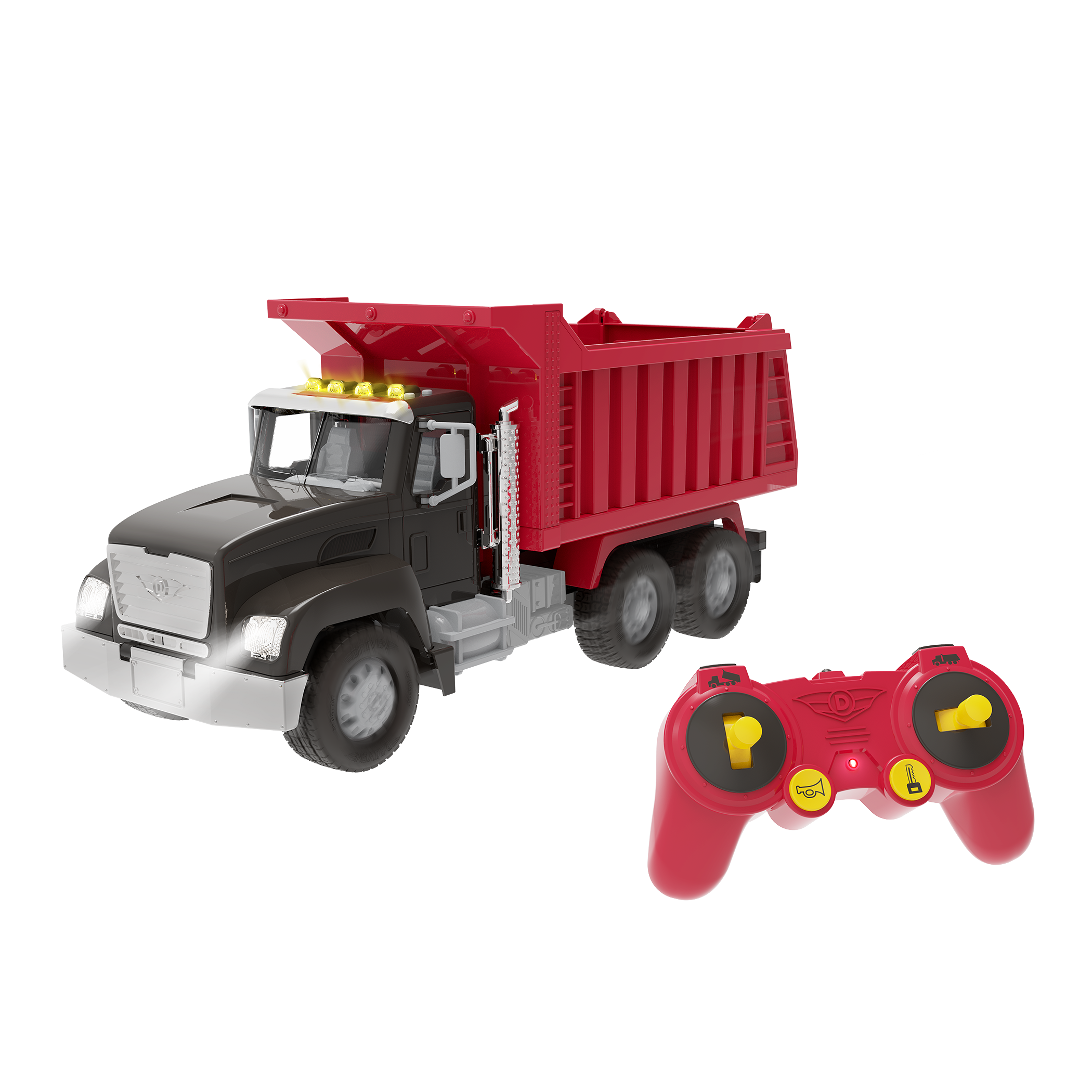 Red toy dump truck with remote control