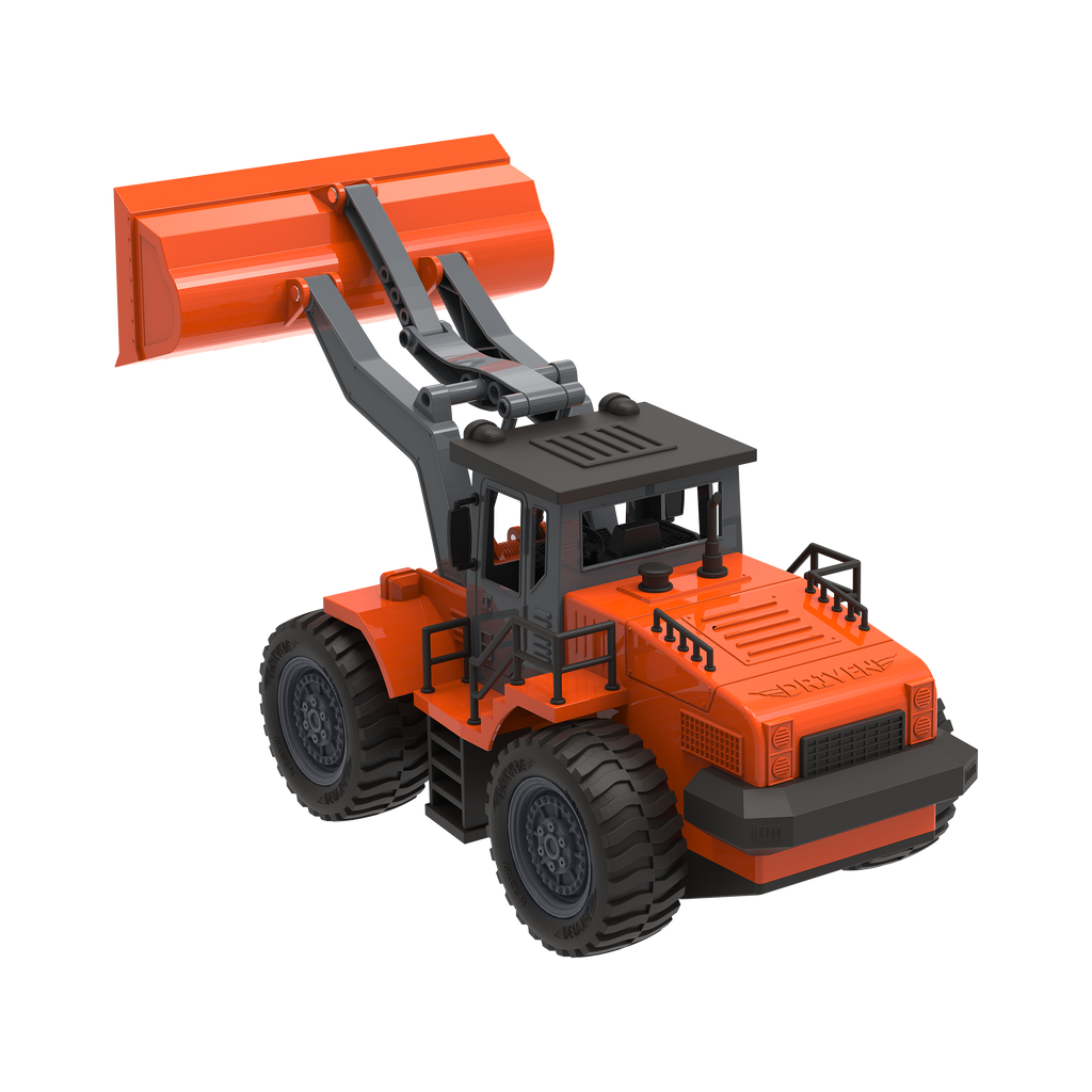 Midrange Remote control orange toy front end loader.