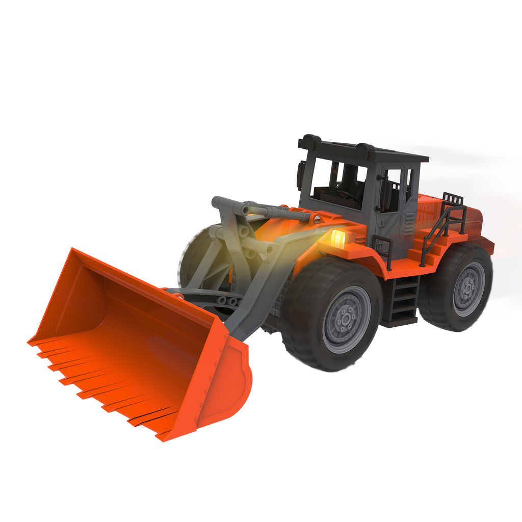 Midrange Remote control orange toy front end loader.