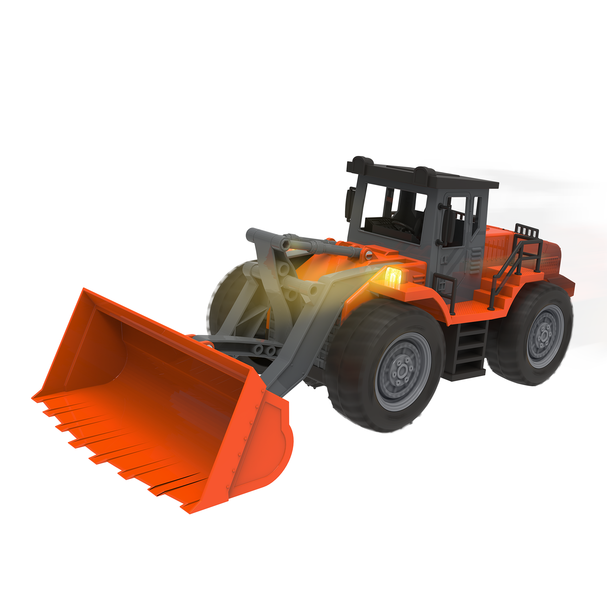 Midrange Remote control orange toy front end loader.