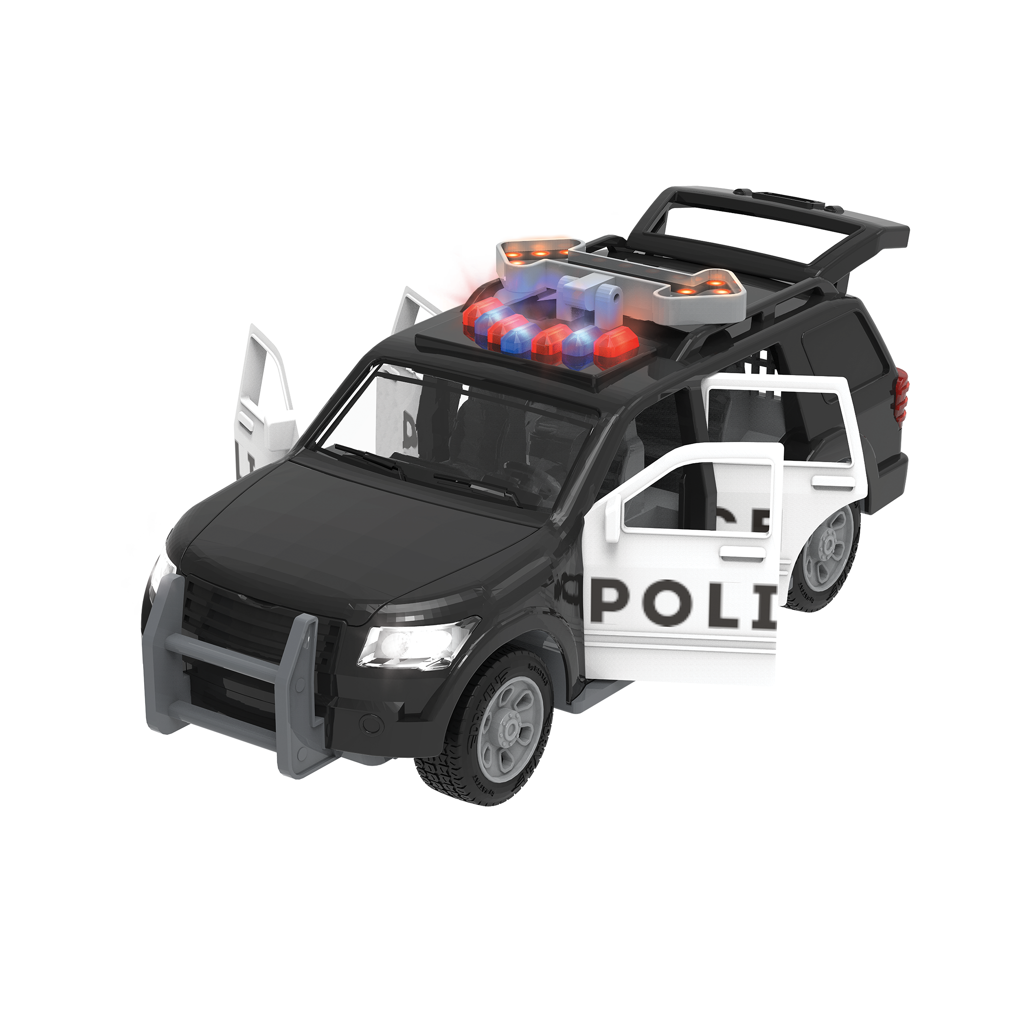 Toy emergency vehicle set.
