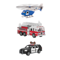 Toy emergency vehicle set.