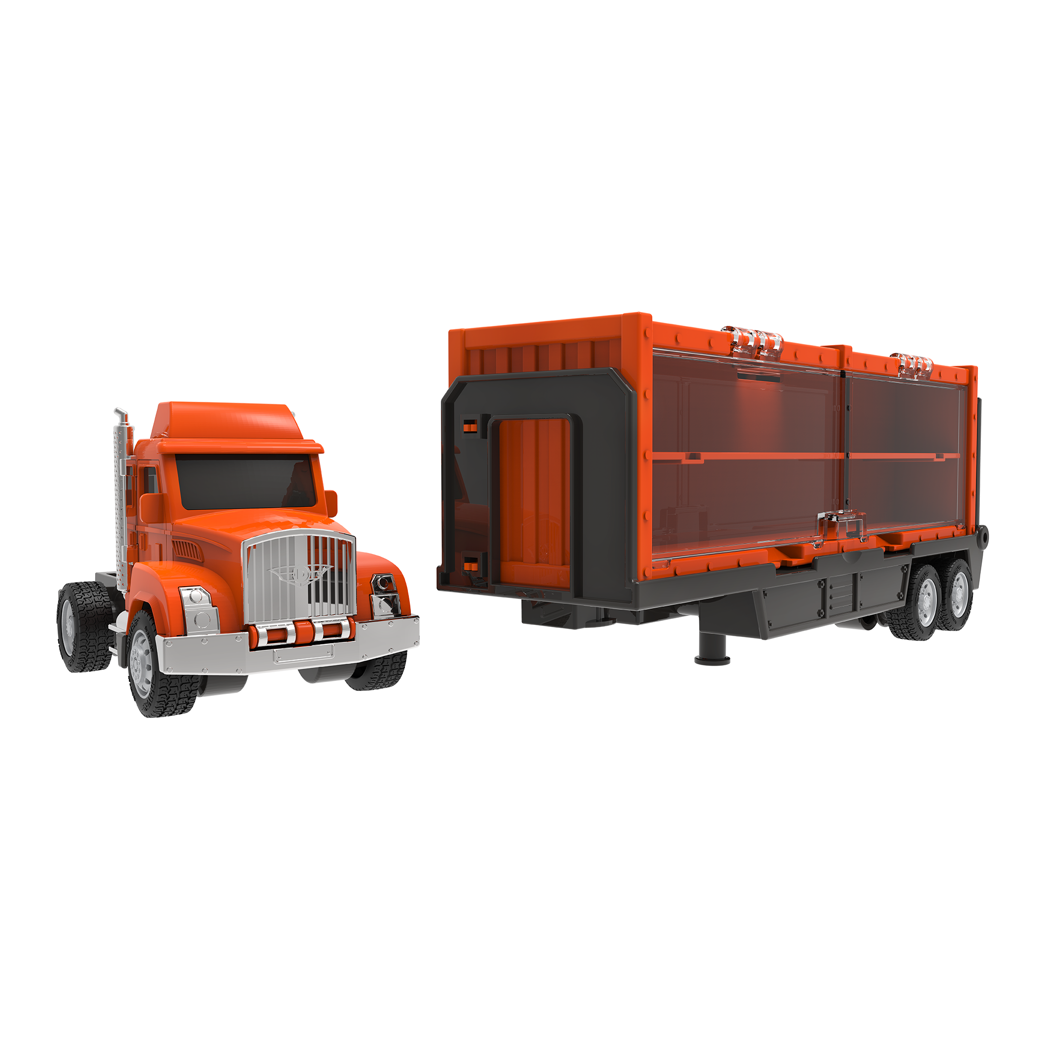 Mini Pocket Series Orange toy car carrier truck