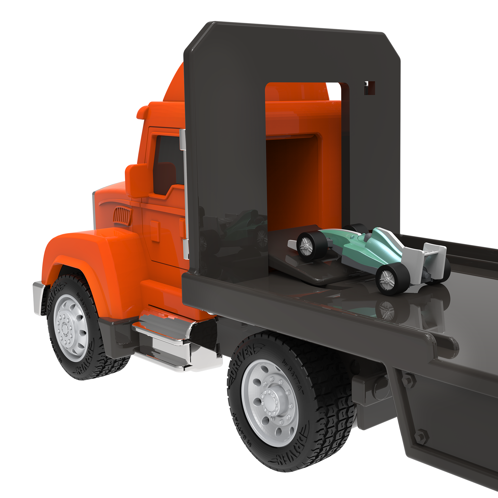 Mini Pocket Series Orange toy car carrier truck