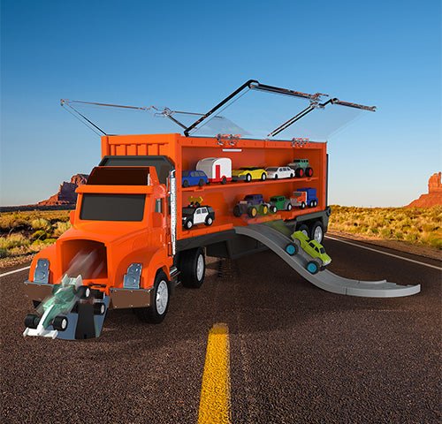 Mini Pocket Series Orange toy car carrier truck