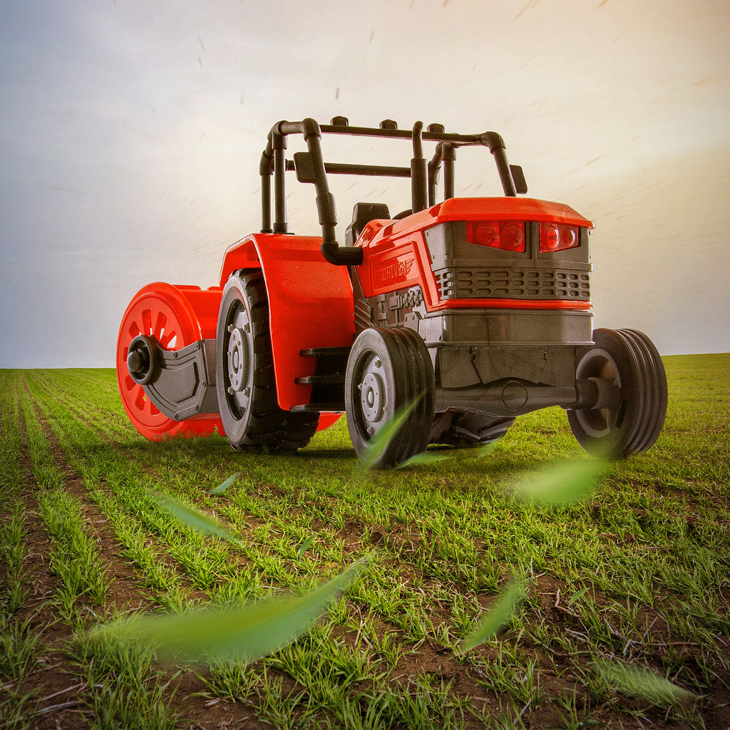 Small Micro Series Red Tractor with Rotary Hoe