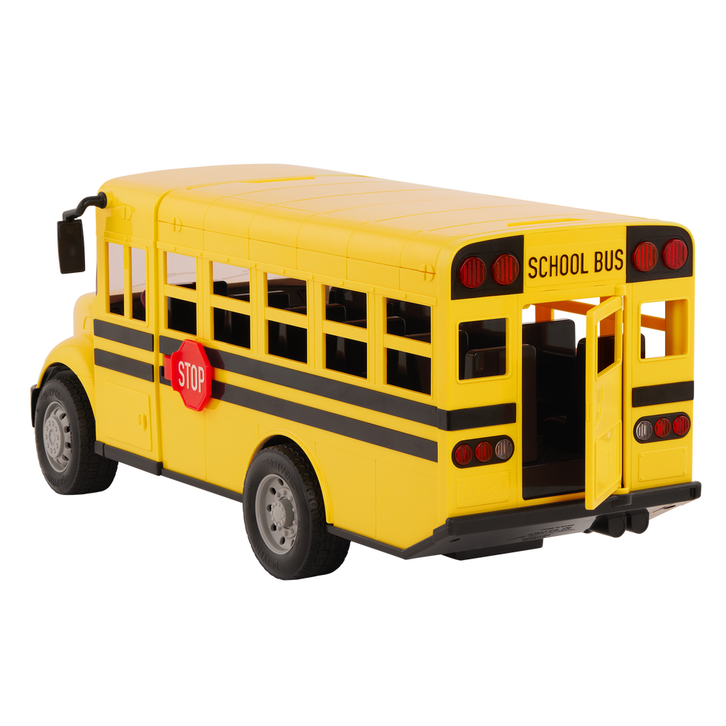 Large remote-control school bus.