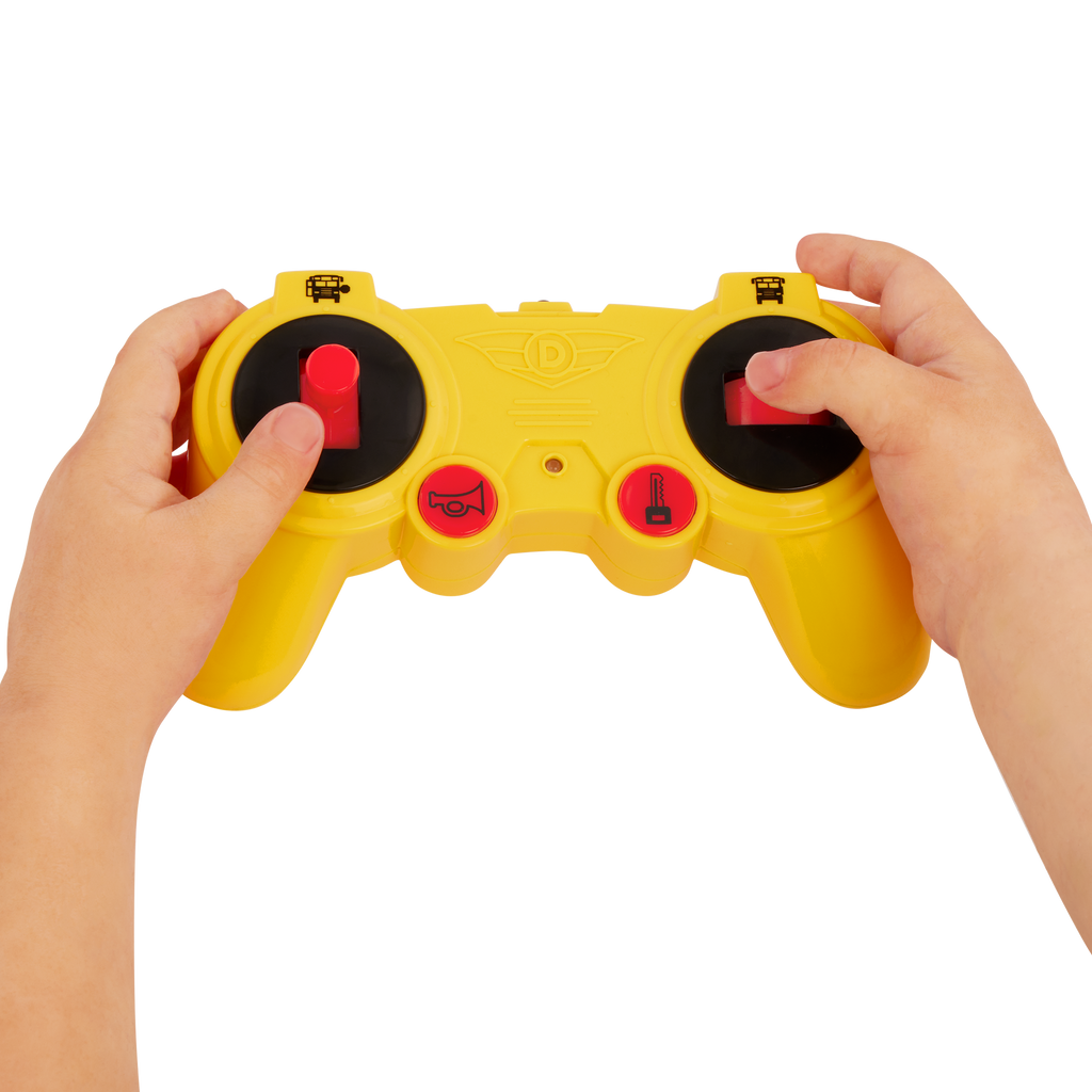 Large remote-control school bus.