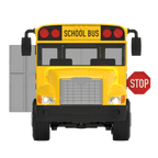 Large remote-control school bus.