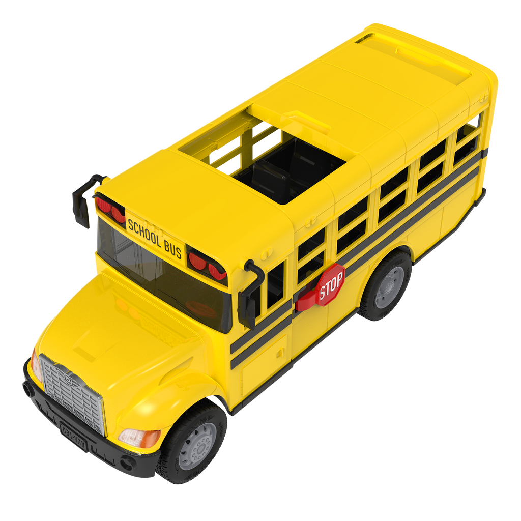 Large remote-control school bus.