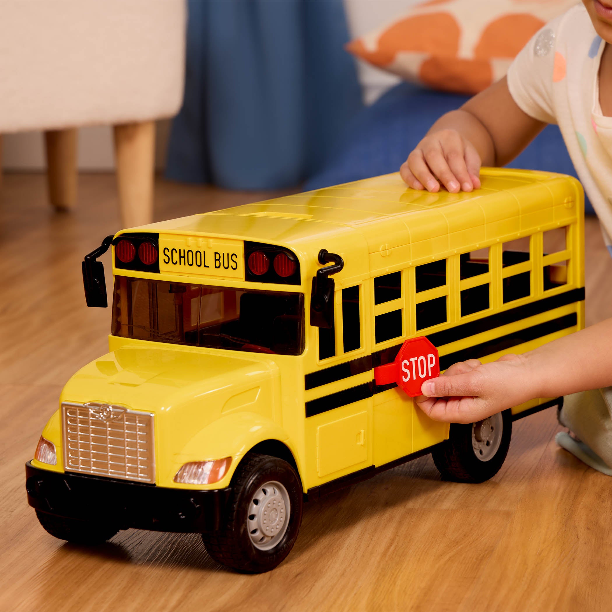 Large remote-control school bus.