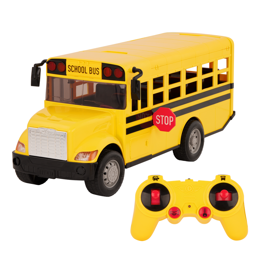 Large remote-control school bus.