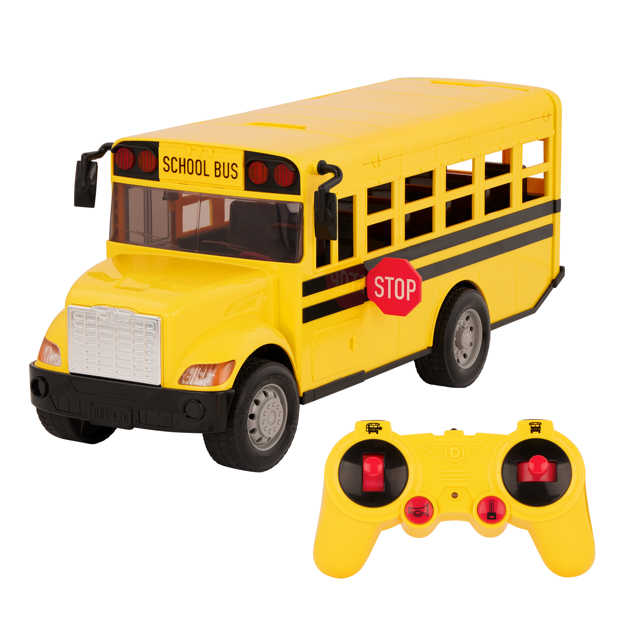 Large remote-control school bus.