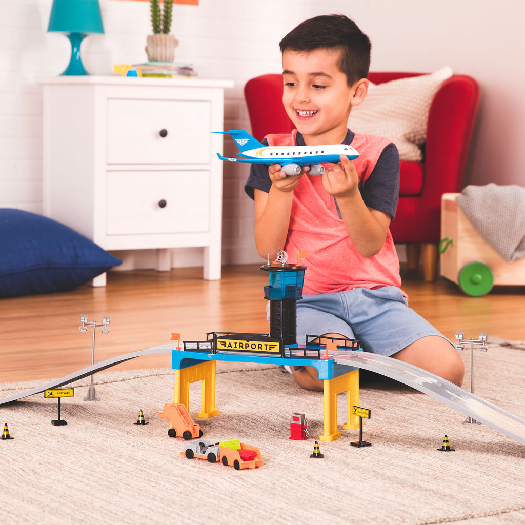 Micro Series Airport Playset Cars Tracks Road Signs
