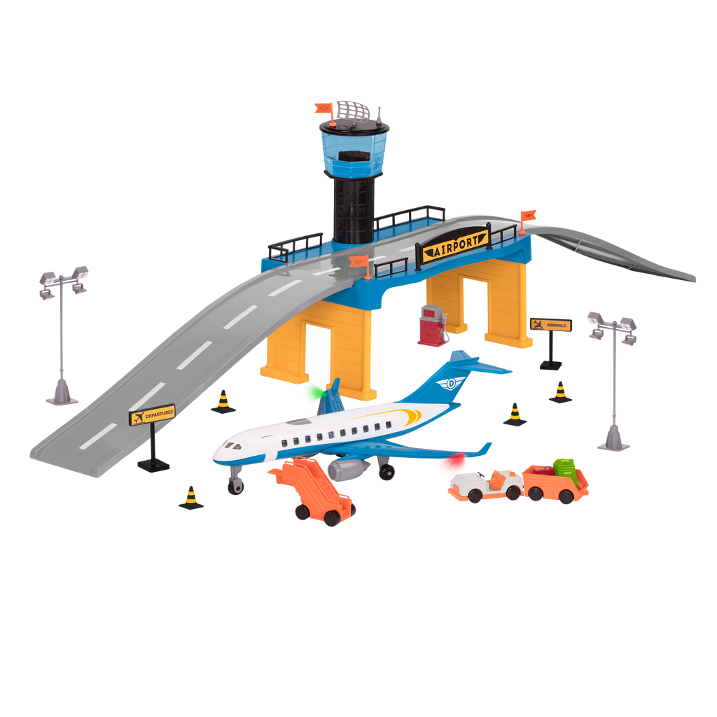 Micro Series Airport Playset Cars Tracks Road Signs