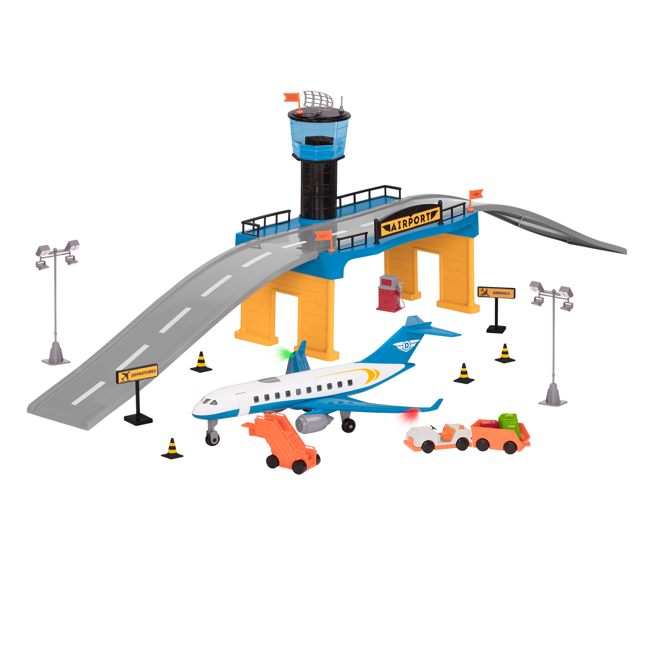 Micro Series Airport Playset Cars Tracks Road Signs