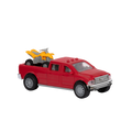 Small Micro Series Red toy pick-up truck and yellow ATV