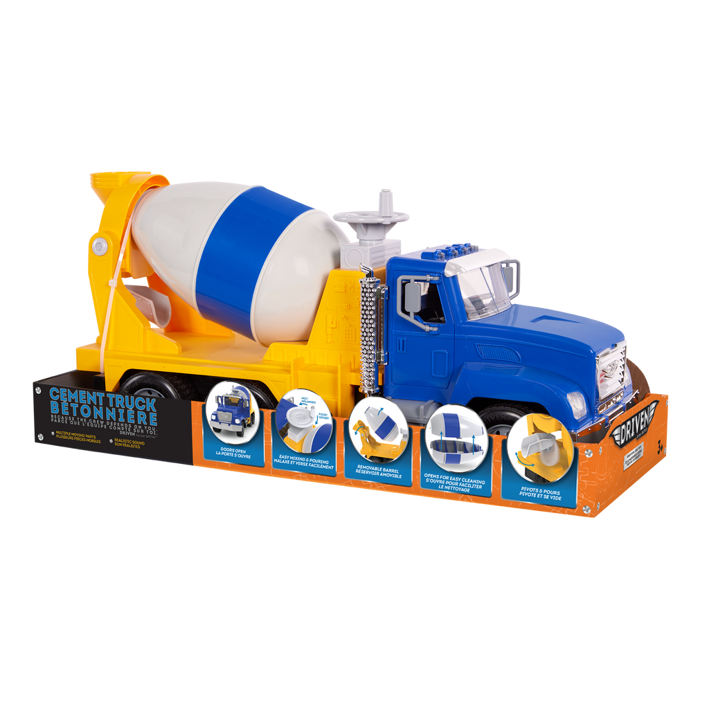 Large blue cement mixer truck toy