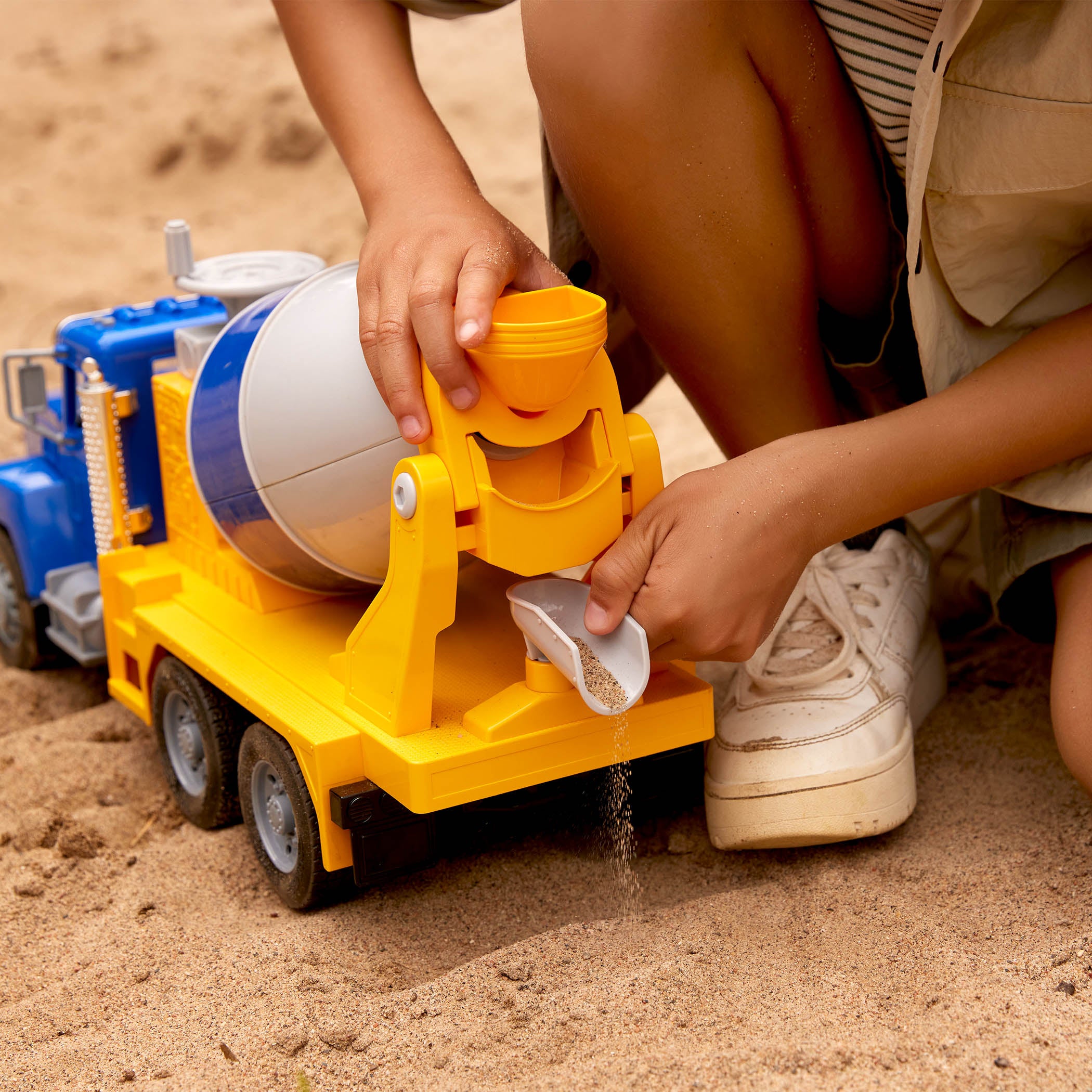 Large blue cement mixer truck toy