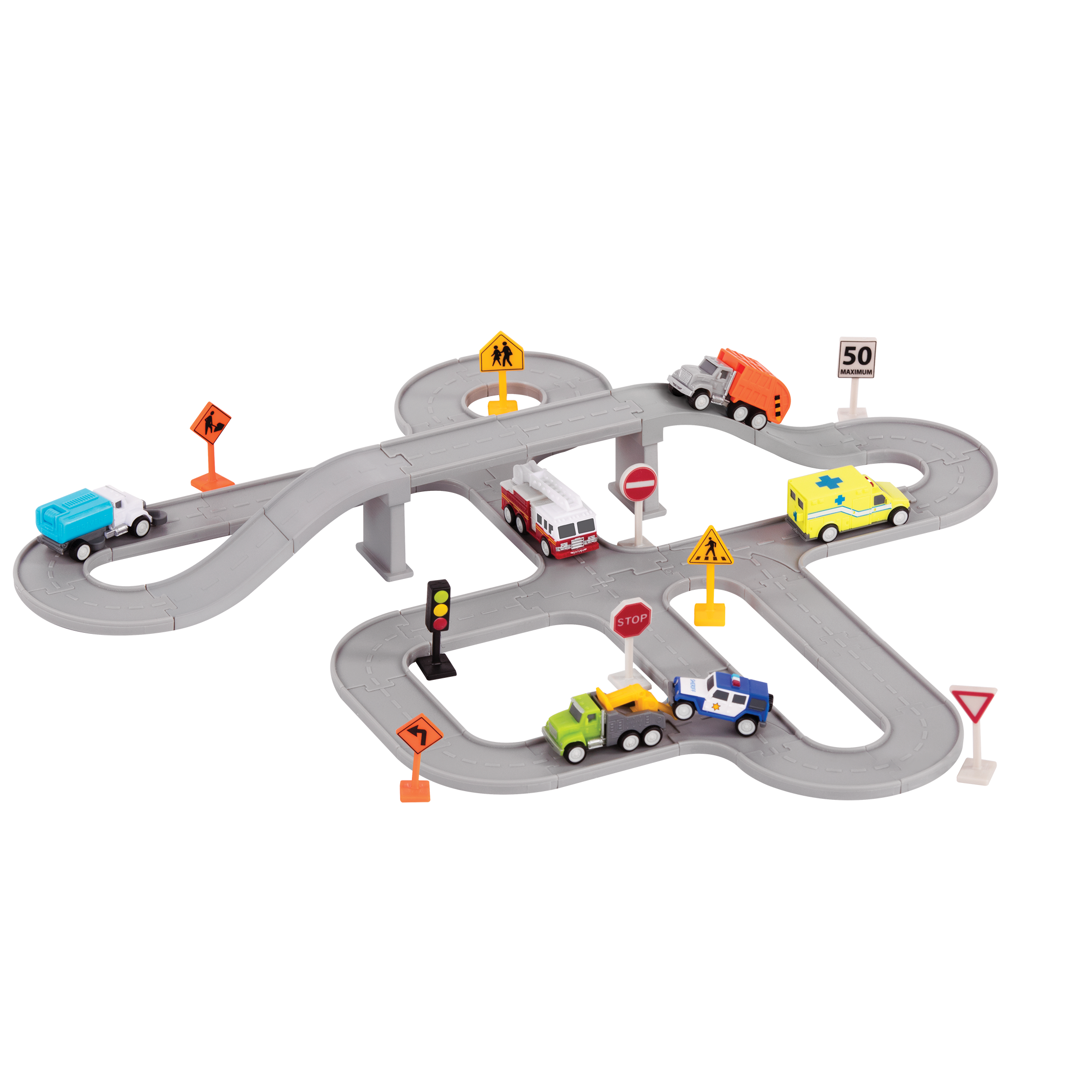 Mini Pocket Series City Playset Cars Tracks Road Signs