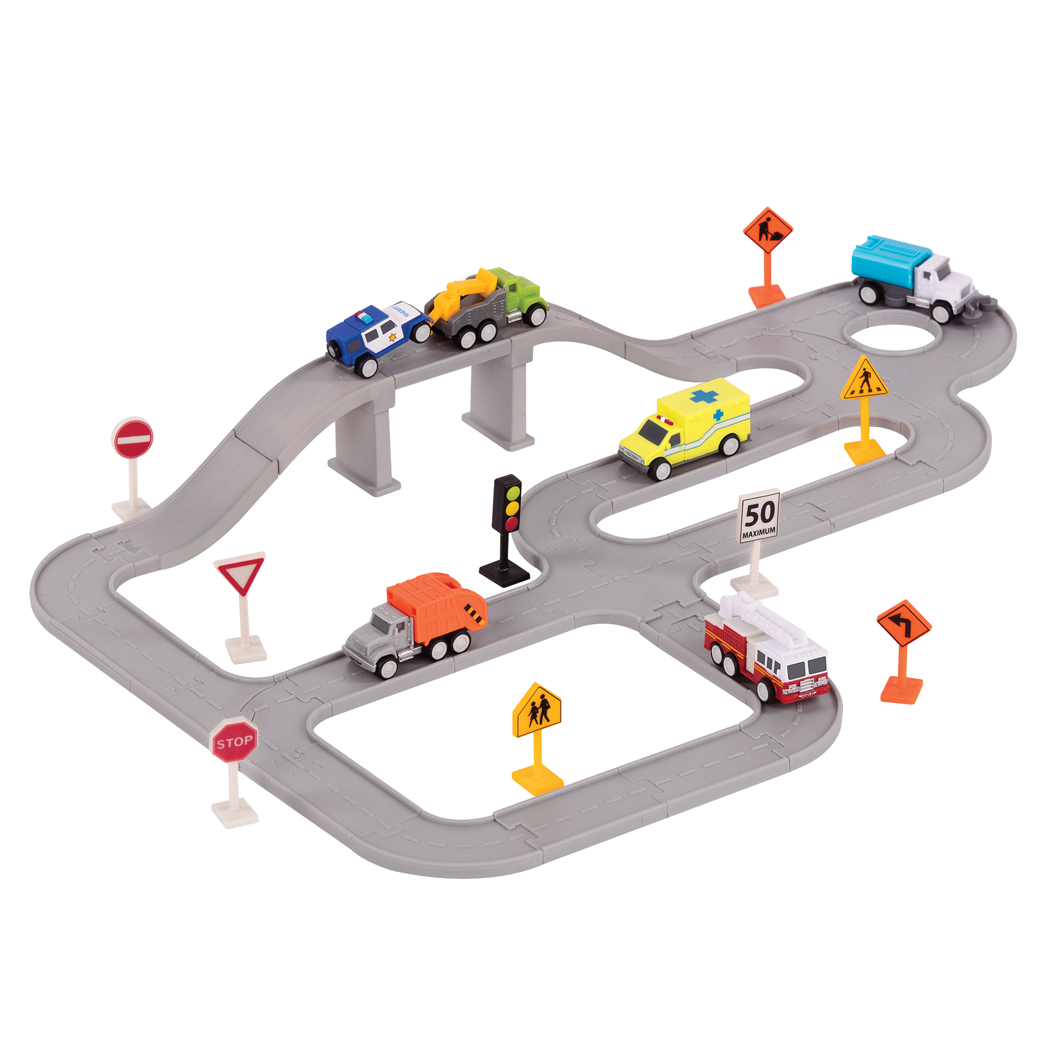 Mini Pocket Series City Playset Cars Tracks Road Signs
