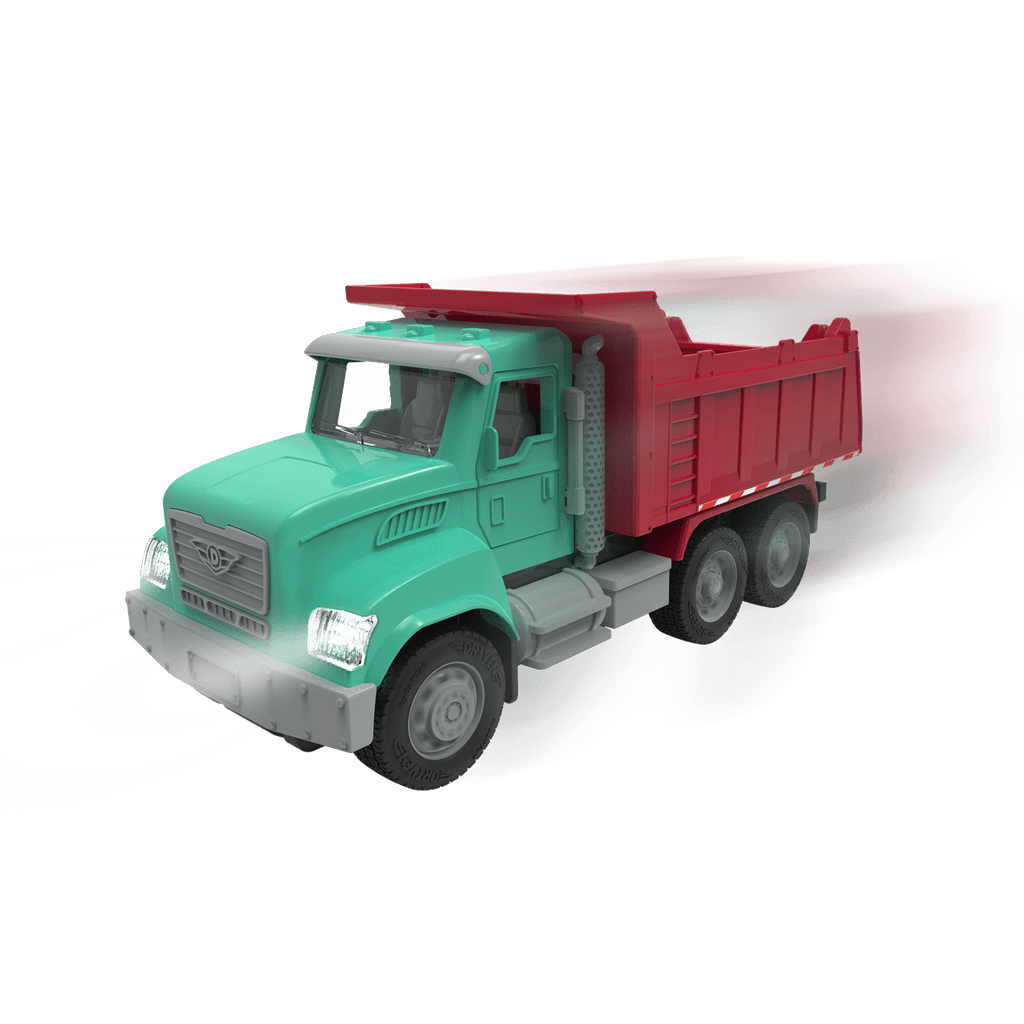 green and red toy dump truck with remote control