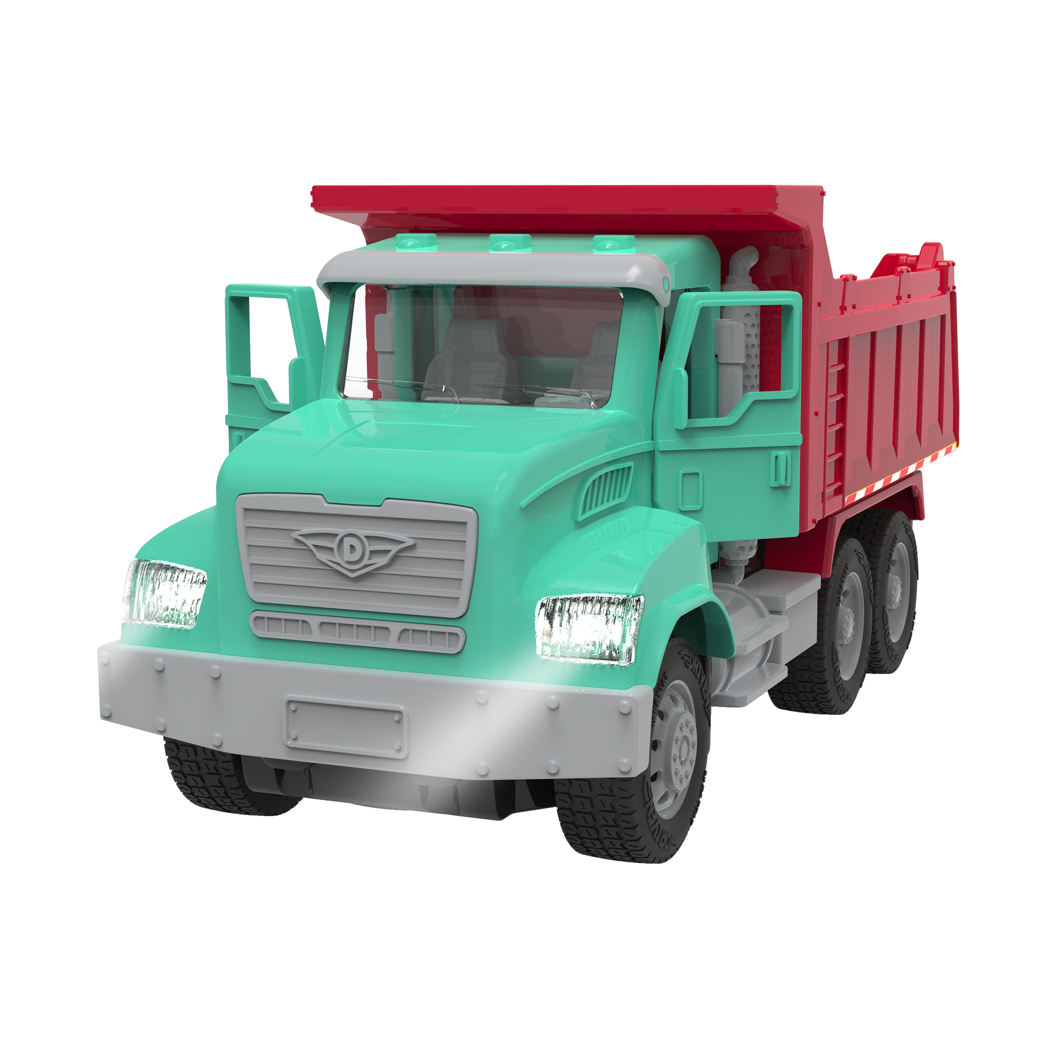 green and red toy dump truck with remote control
