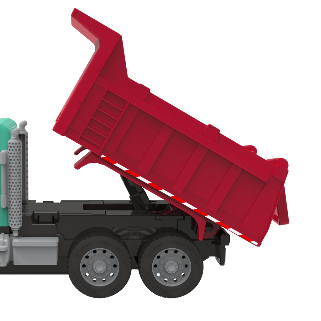 green and red toy dump truck with remote control