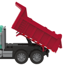 green and red toy dump truck with remote control