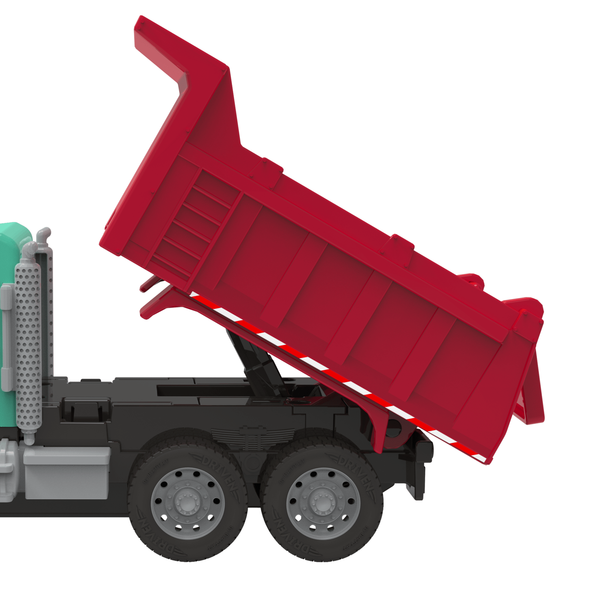 green and red toy dump truck with remote control