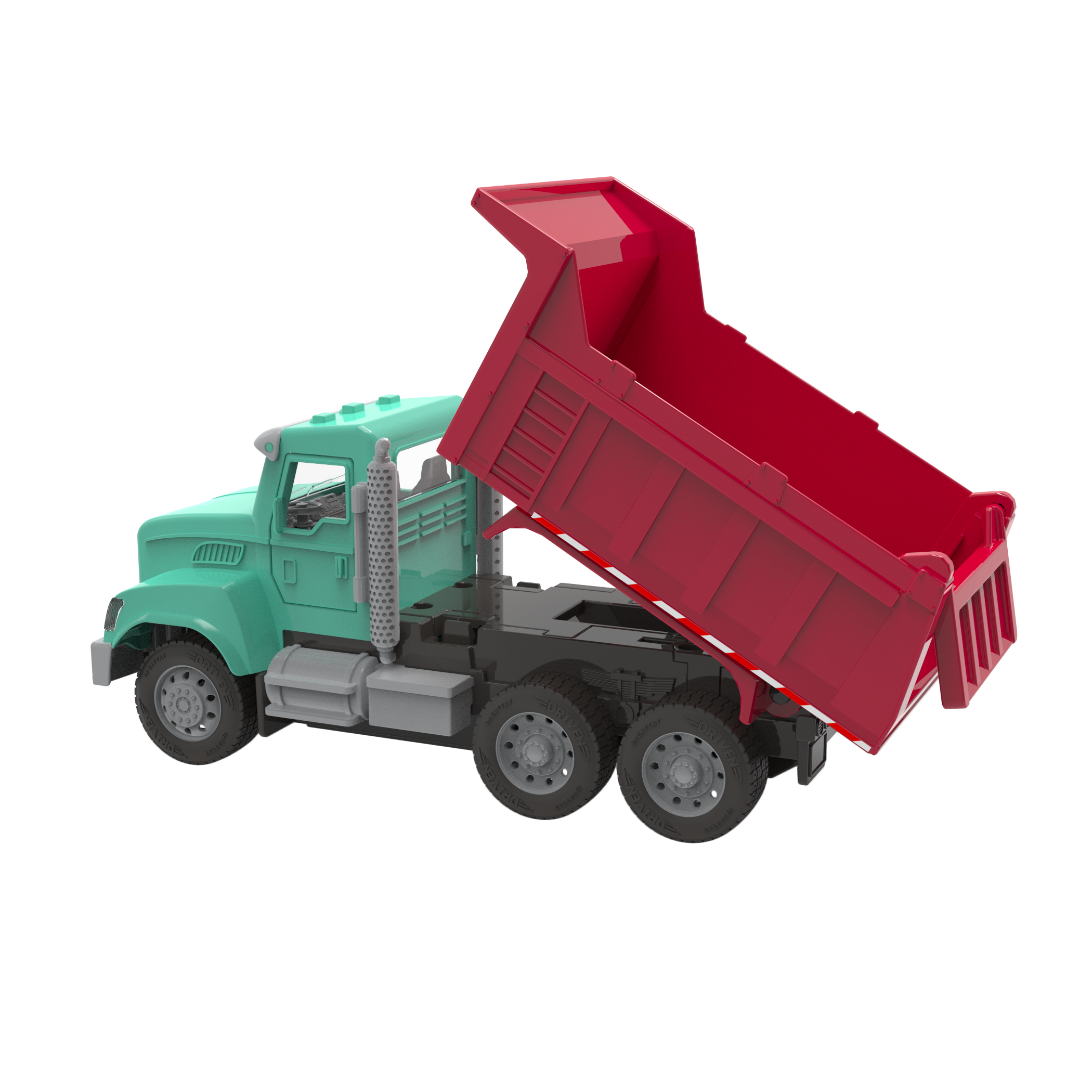 green and red toy dump truck with remote control