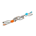 Toy car track with mini vehicles.