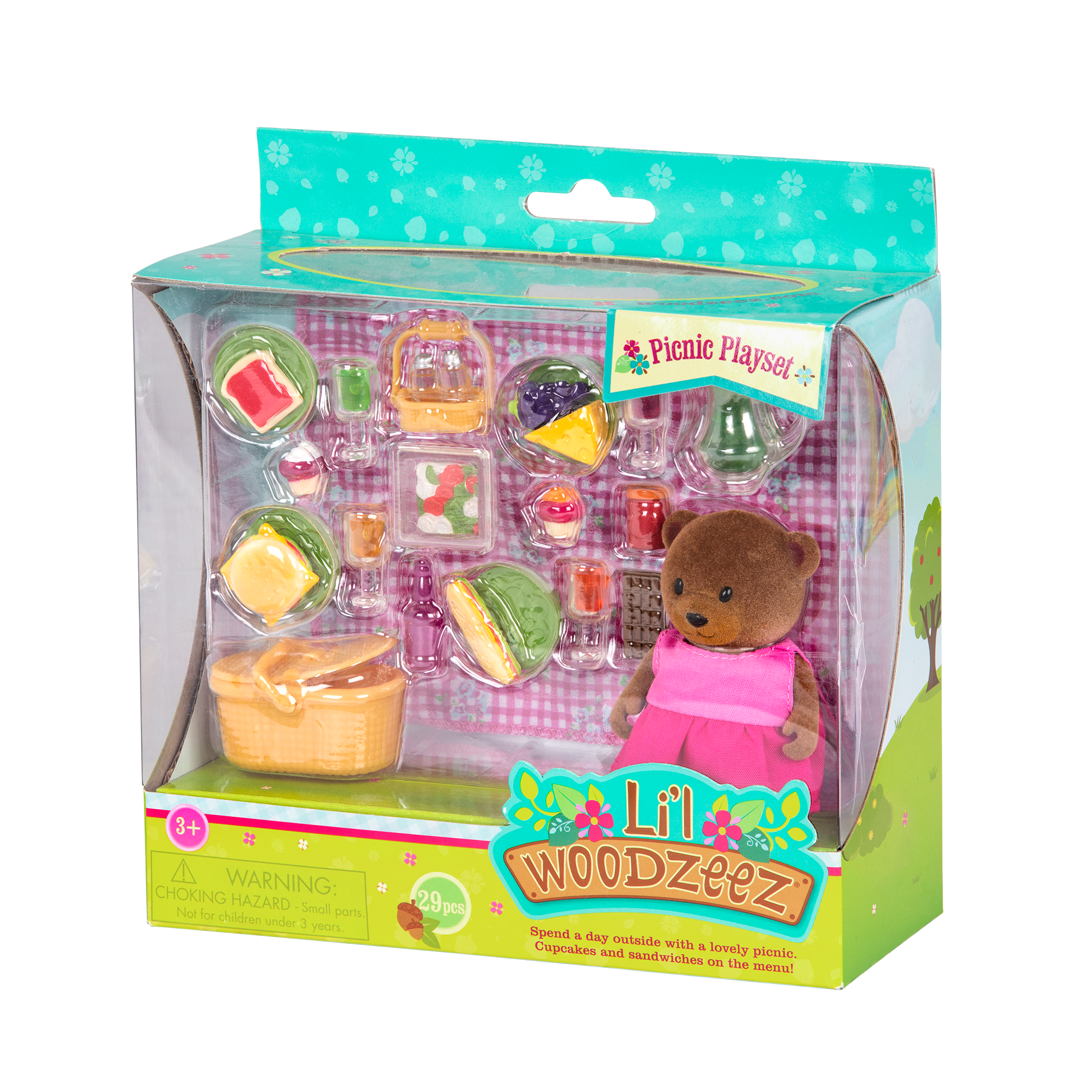 Bear figurine on picnic playset