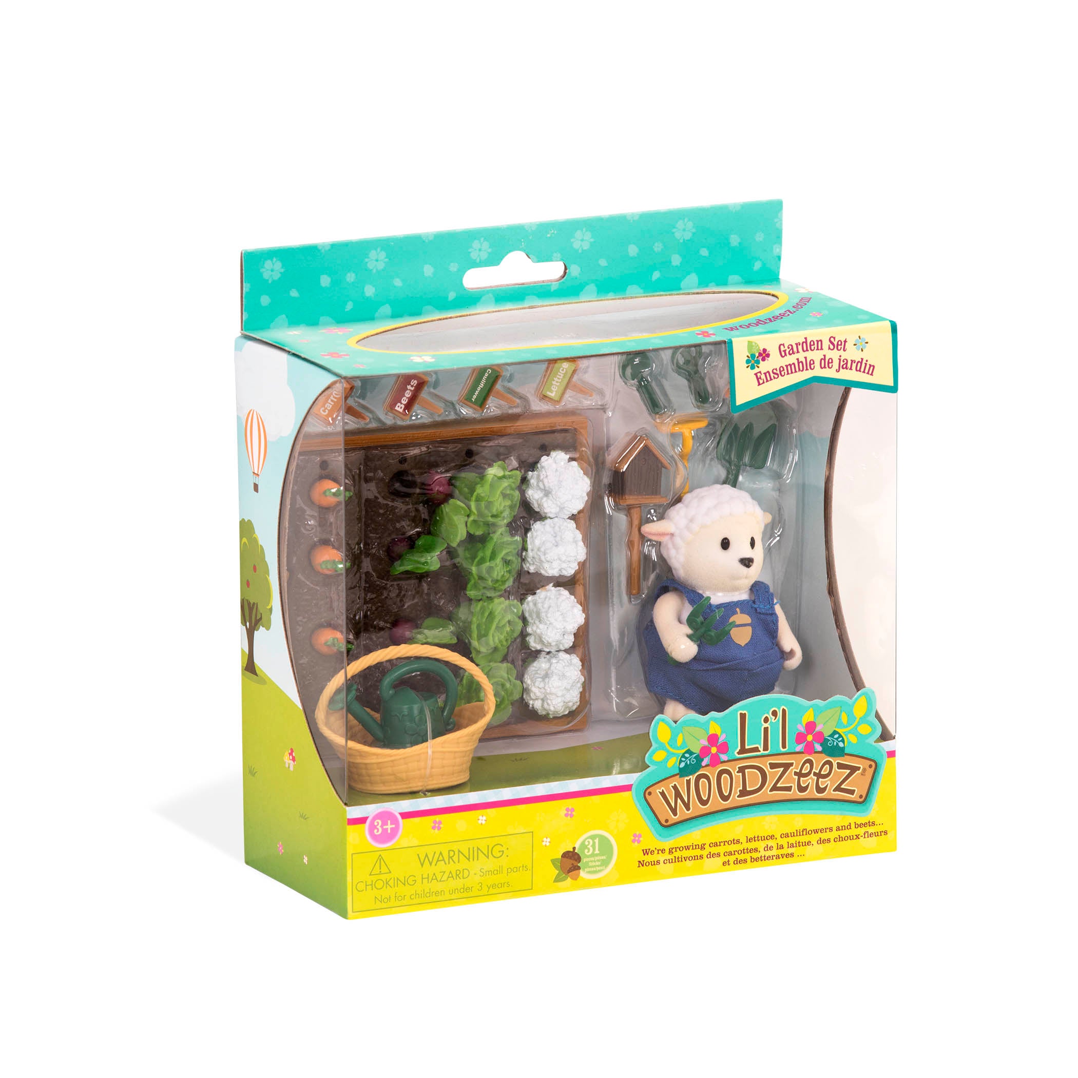 Sheep figurine with gardening playset