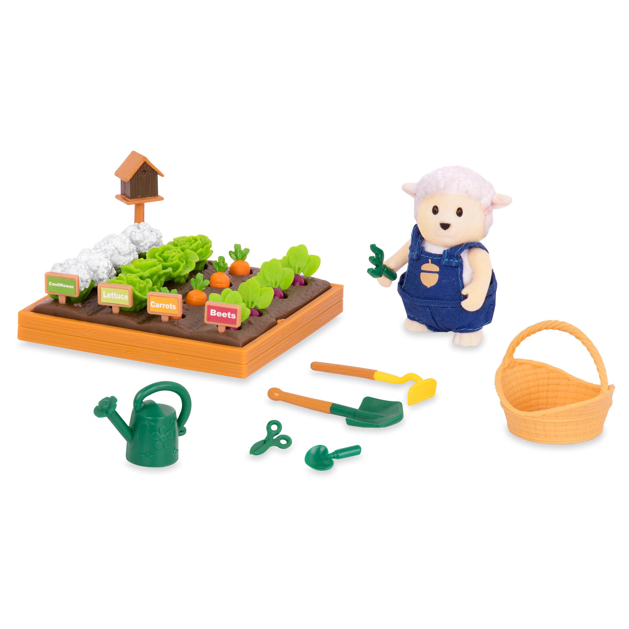 Sheep figurine with gardening playset