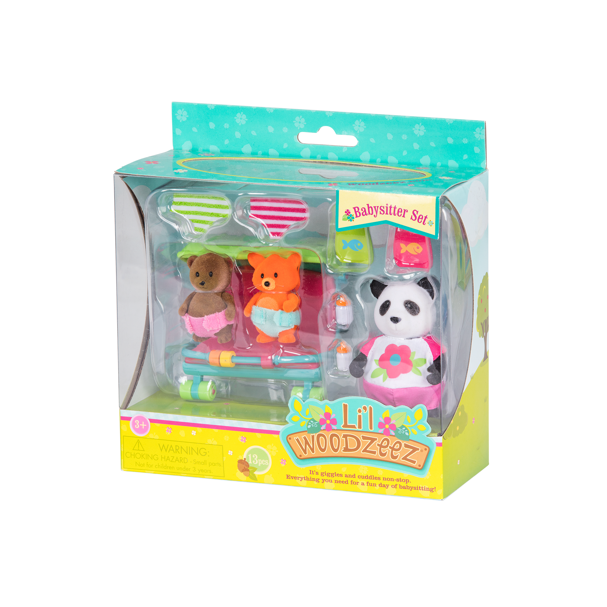 Babysitter playset with panda and baby animal figurines