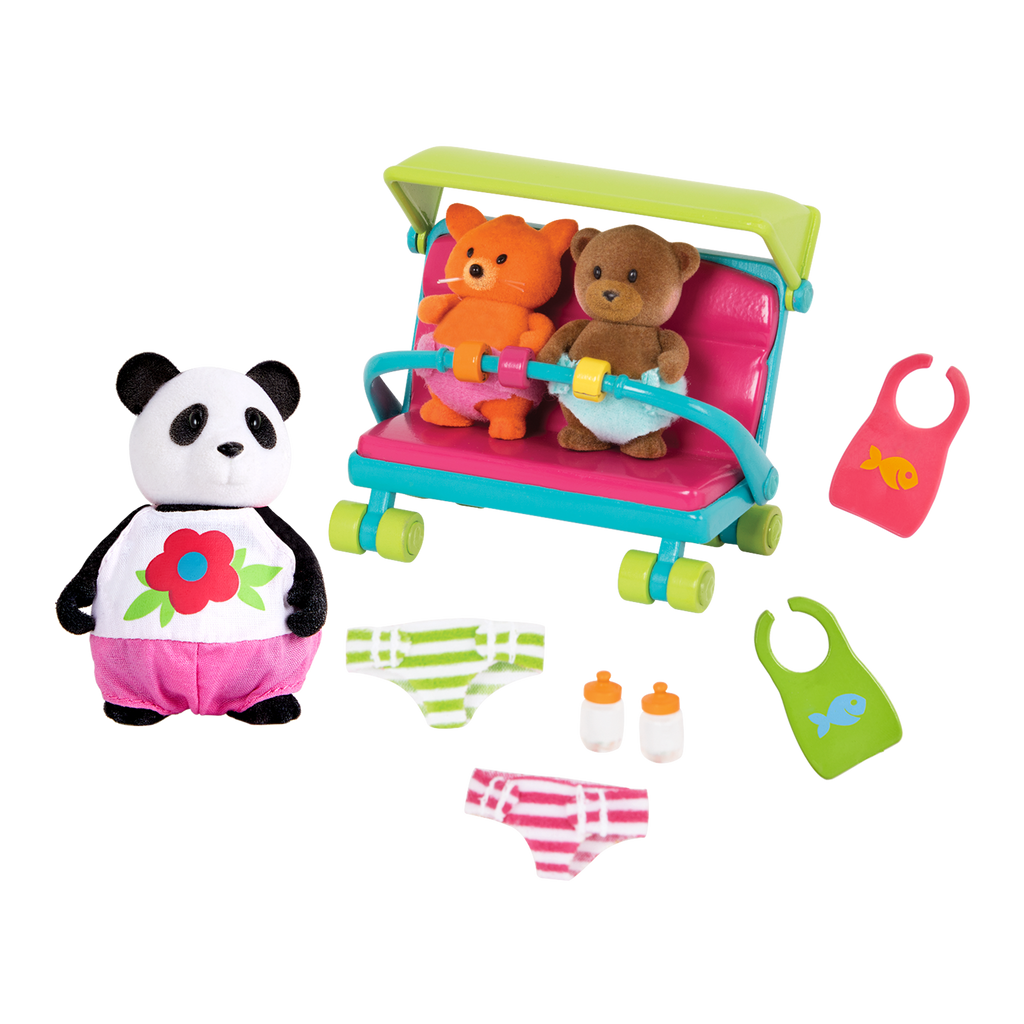 Babysitter playset with panda and baby animal figurines